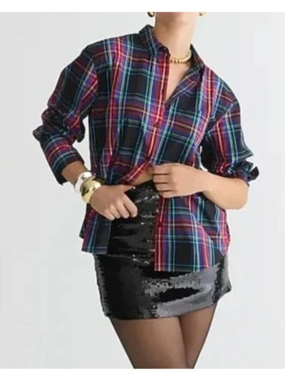 J. Crew Garçon Classic Shirt In Plaid Organic Cotton Poplin Sz 8 Holiday Preppy - Picture 7 of 9